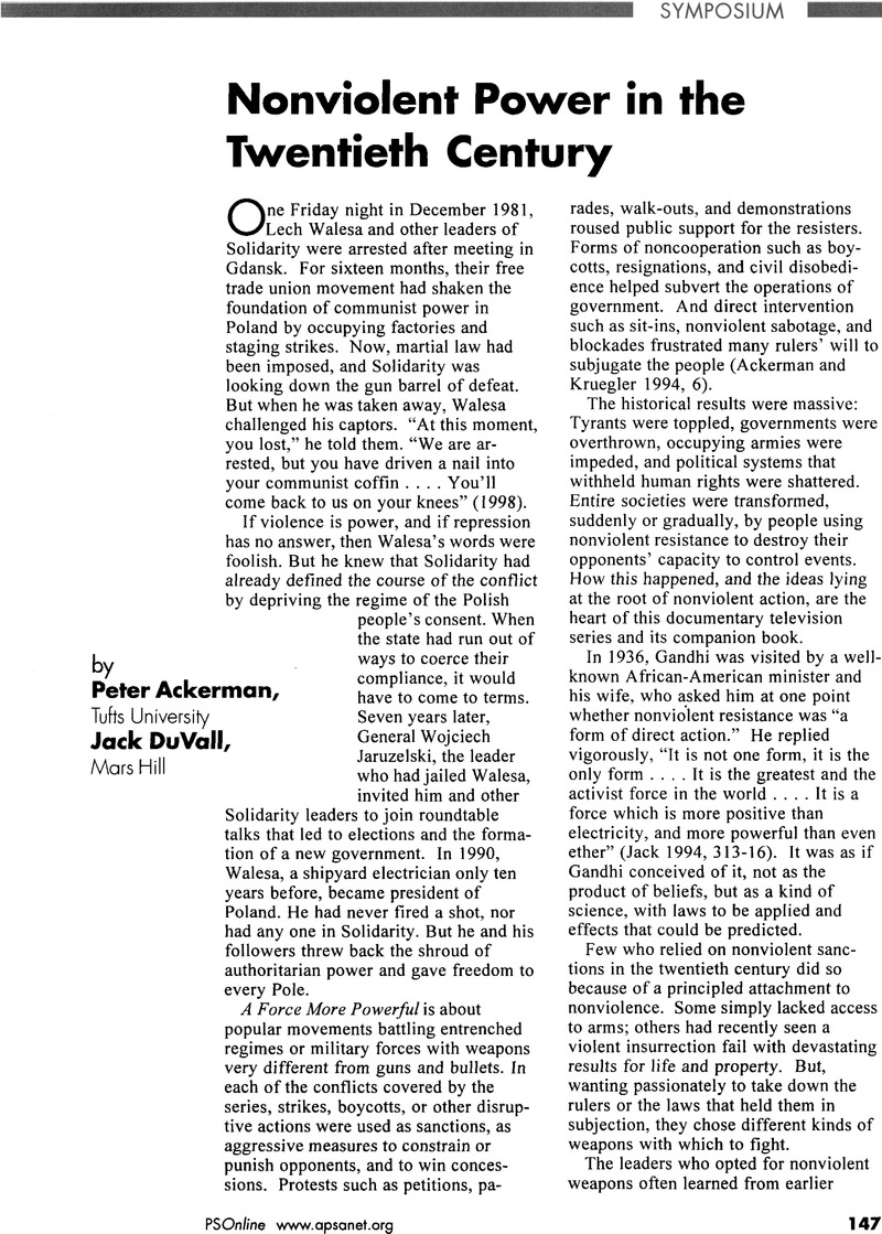 Nonviolent Power in the Twentieth Century | PS: Political Science ...