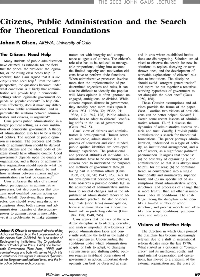 Citizens, Public Administration and the Search for Theoretical ...