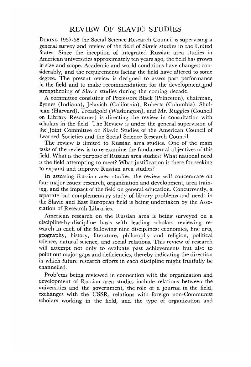 Review of Slavic Studies American Slavic and East European Review