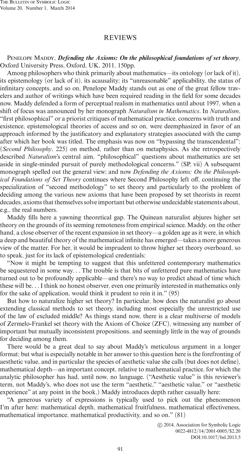 Defending the Axioms: On the Philosophical Foundations of Set Theory