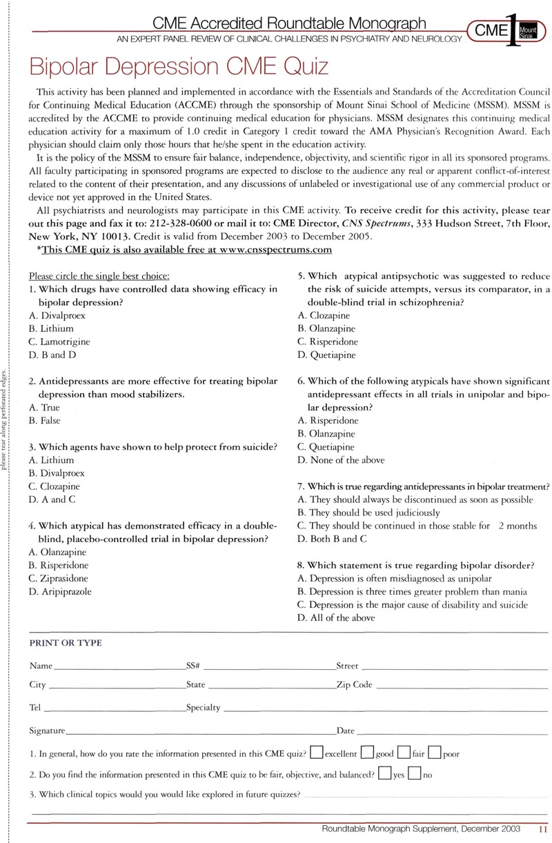 Bipolar Depression CME Quiz | CNS Spectrums | Cambridge Core