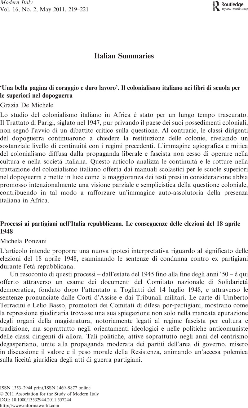 research paper in italian language
