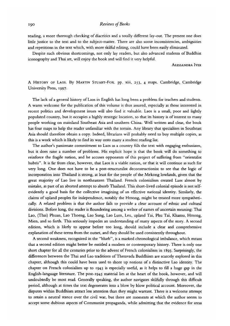 A History Of Laos. By Martin Stuart-Fox, Pp. Xiii, 253, 4 Maps. Cambridge,