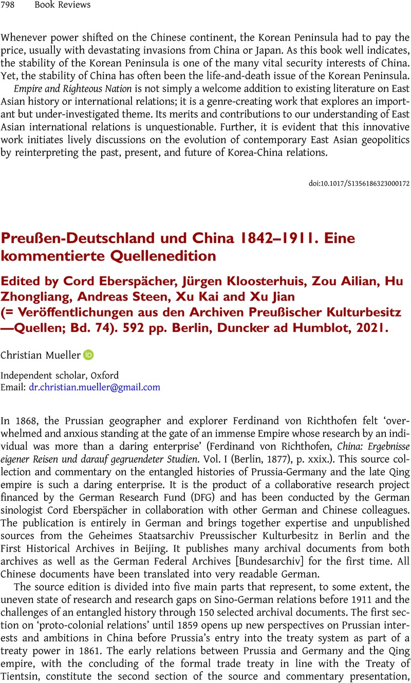 Preußen-Deutschland und China 1842–1911. Eine kommentierte ...