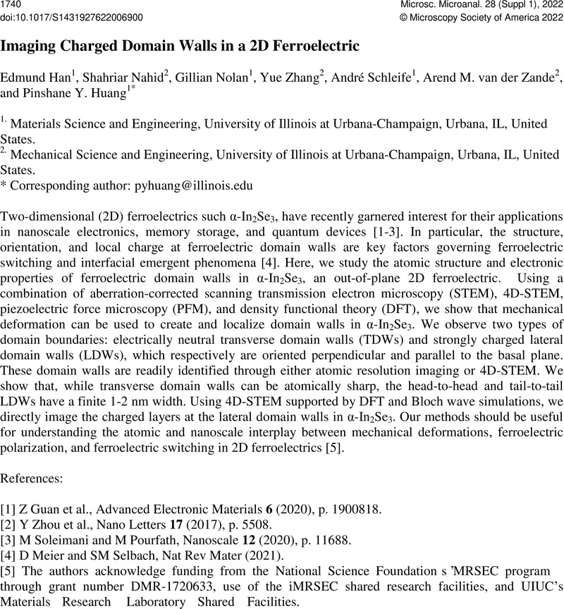 Imaging Charged Domain Walls in a 2D Ferroelectric | Microscopy and ...
