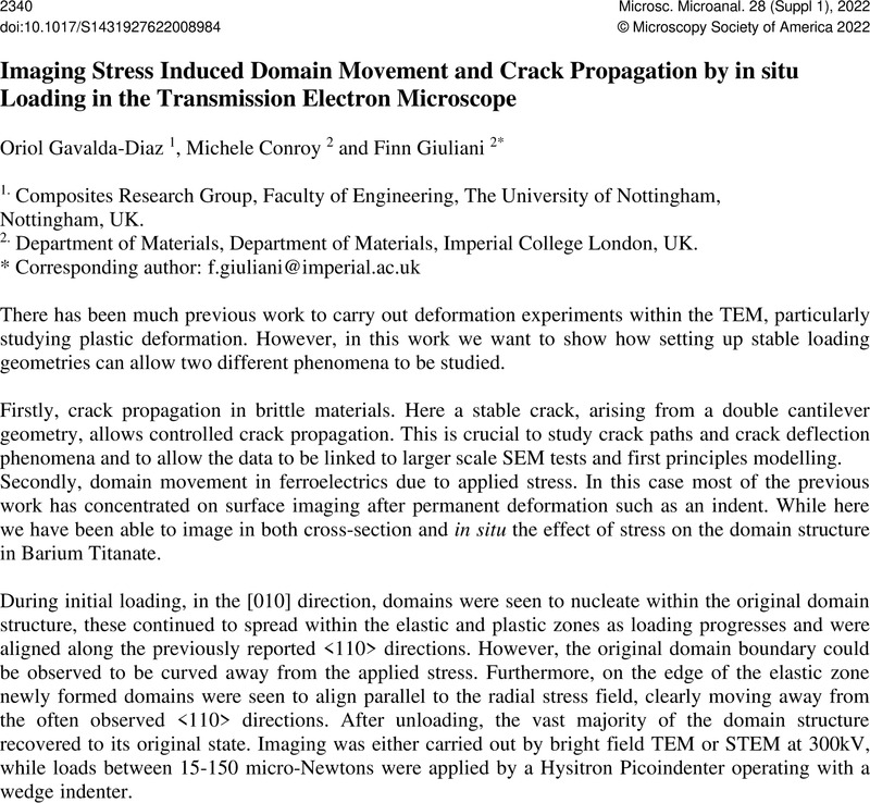 Imaging Stress Induced Domain Movement and Crack Propagation by in