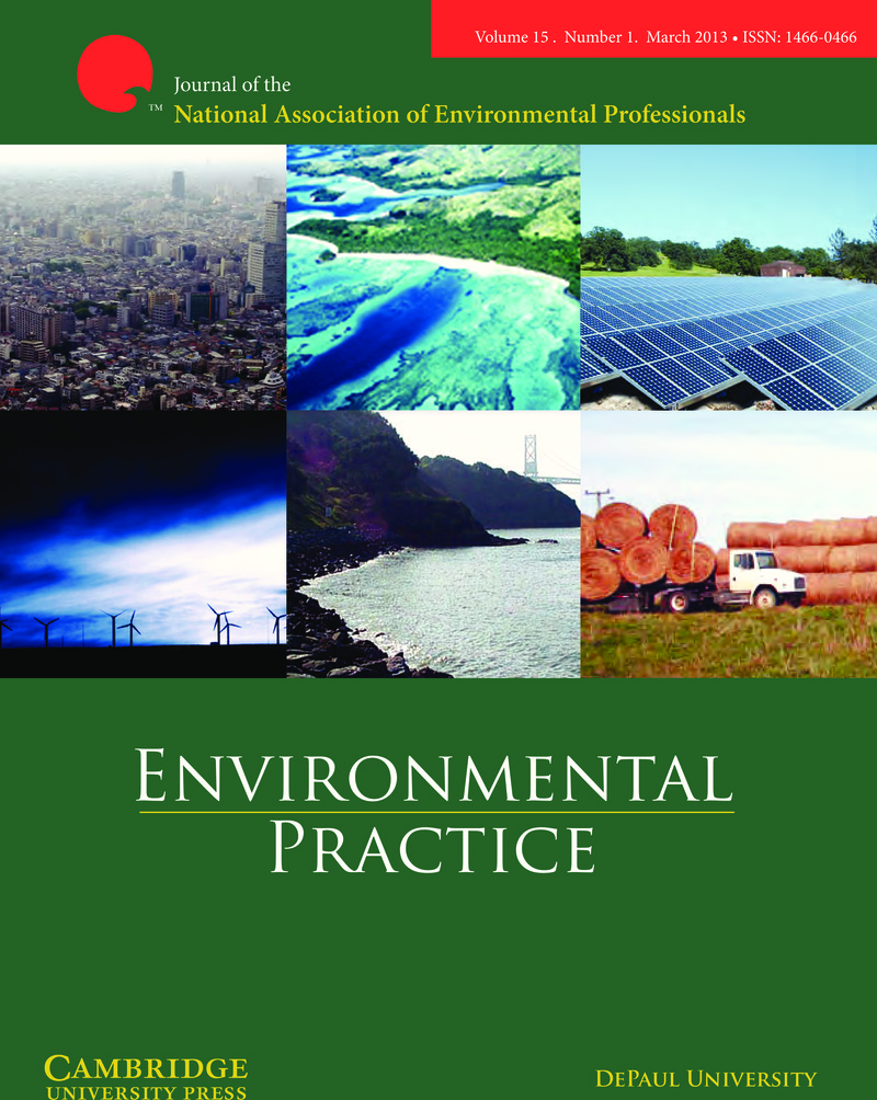 ENP volume 15 issue 1 Cover and Front matter | Environmental Practice |  Cambridge Core