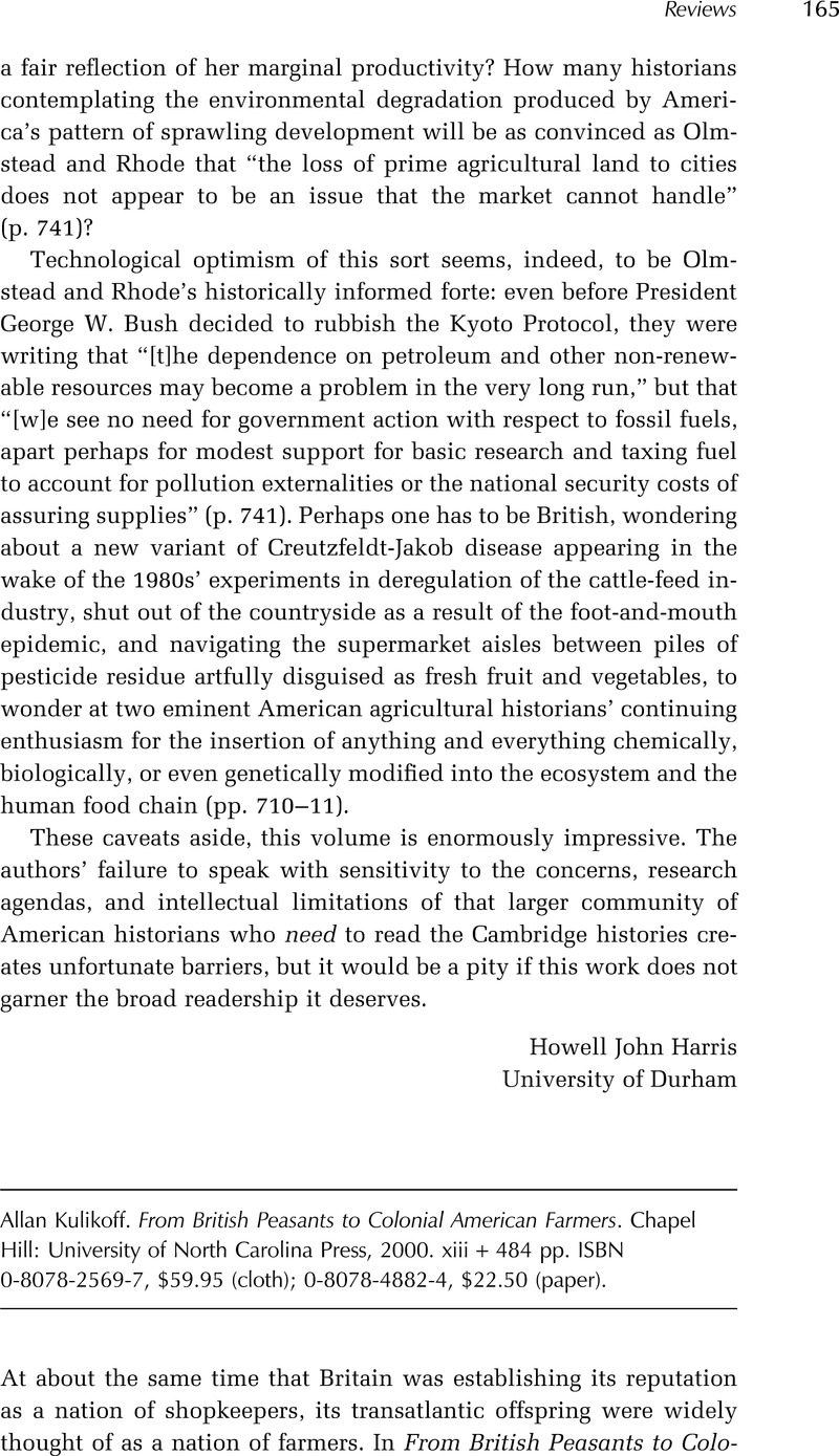 From British Peasants to Colonial American Farmers