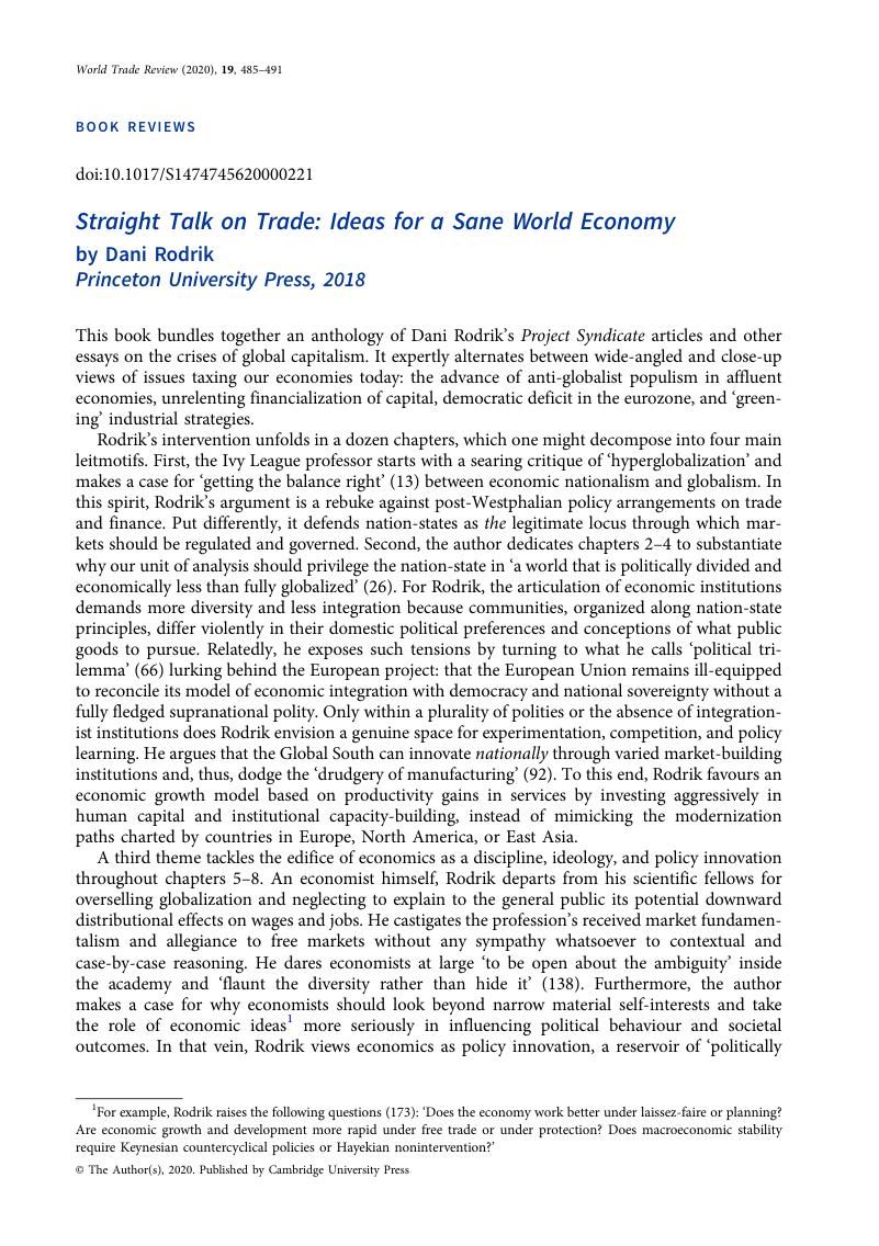 Straight Talk on Trade: Ideas for a Sane World Economy by Dani Rodrik ...
