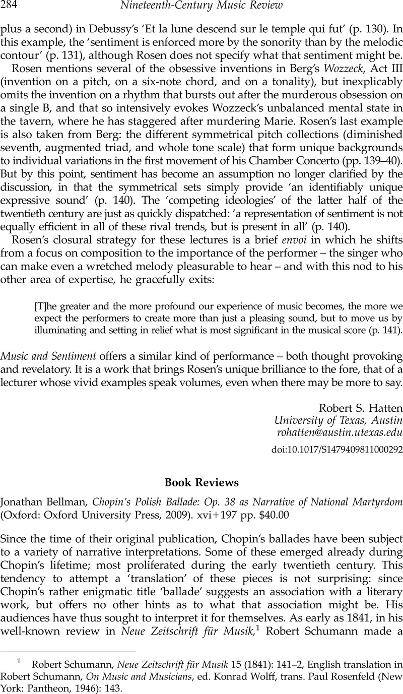 Chopins Polish Ballade: Op. 38 as Narrative of National Martyrdom