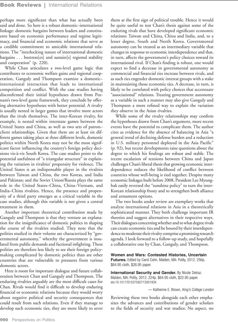 Women and Wars: Contested Histories, Uncertain Futures