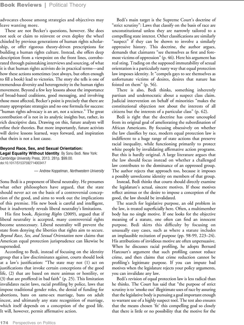 Beyond Race, Sex, and Sexual Orientation: Legal Equality without Identity
