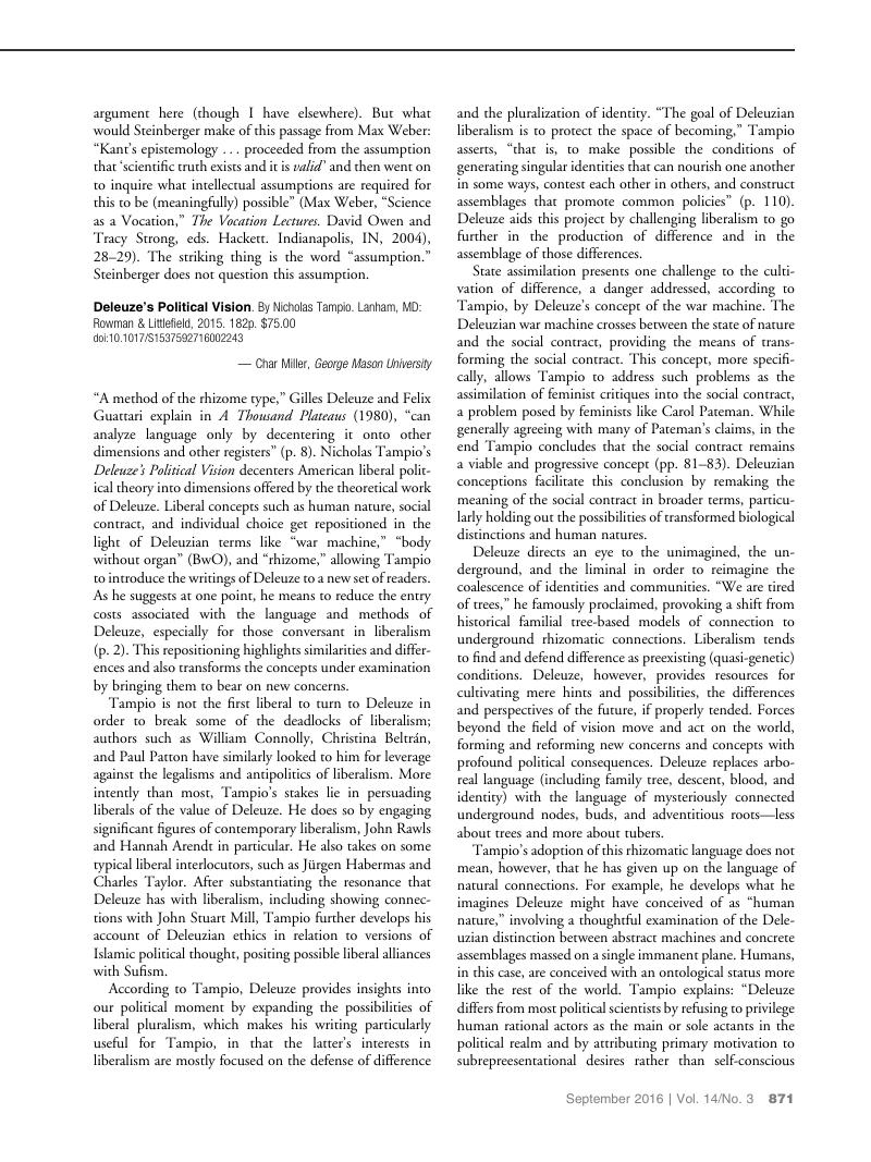Deleuzes Political Vision