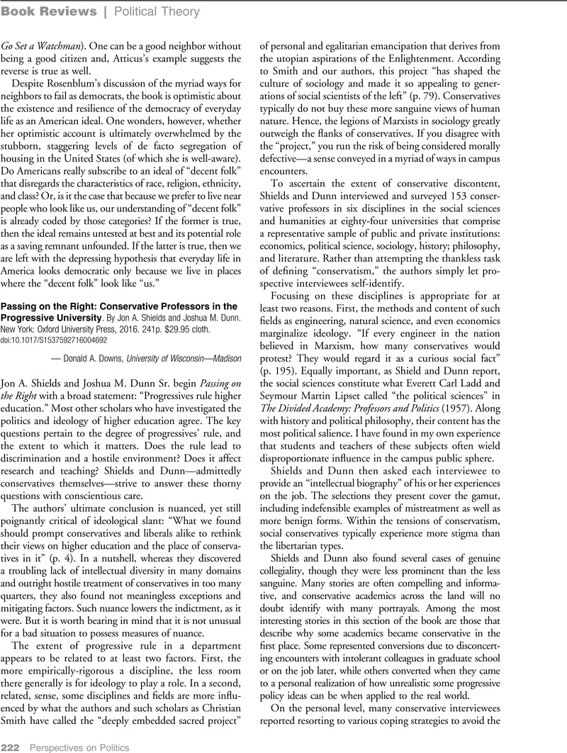 Passing on the Right: Conservative Professors in the Progressive ...