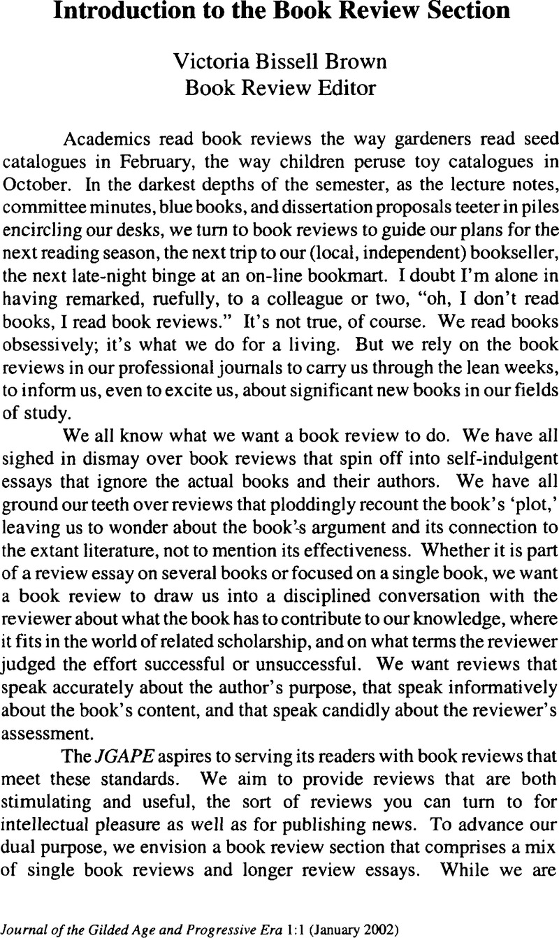 introduction in a book review