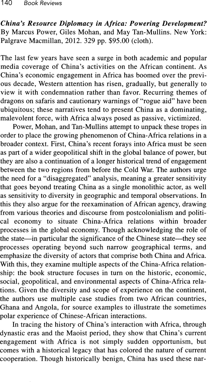 China's Resource Diplomacy in Africa: Powering Development? By Marcus ...