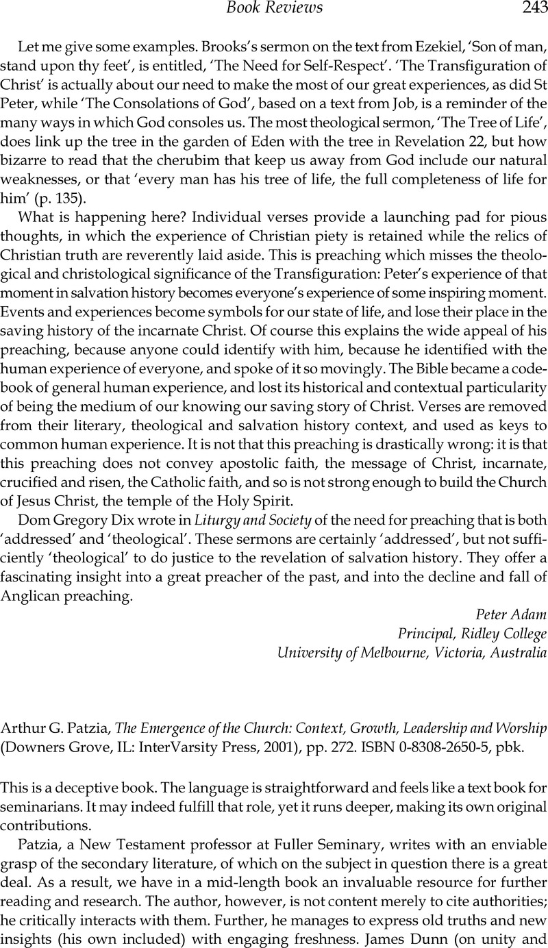 Arthur G. Patzia, The Emergence of the Church: Context, Growth ...