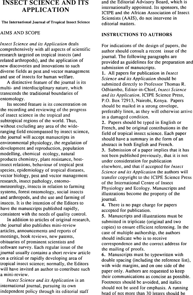 Instructions to Authors | International Journal of Tropical Insect ...