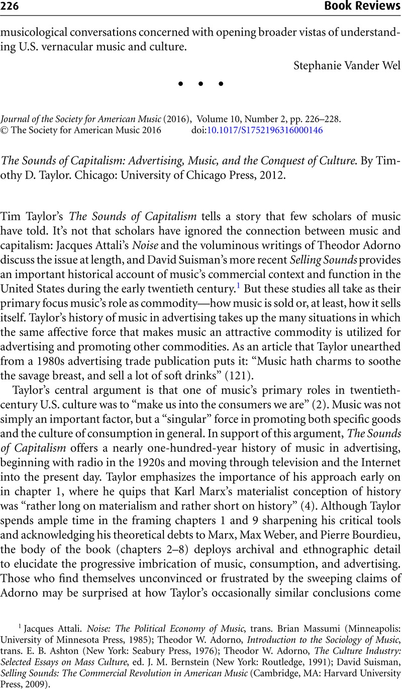 Selling Sounds: The Commercial Revolution in American Music