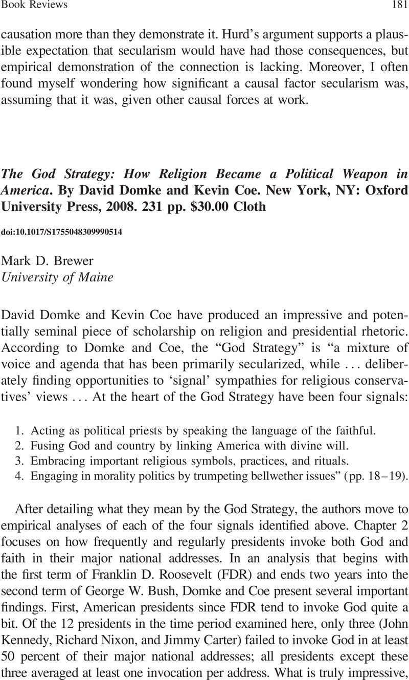 The God Strategy: How Religion Became a Political Weapon in America