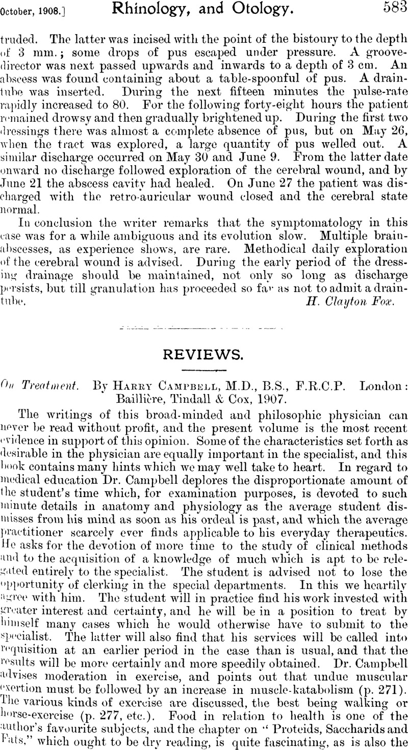 On Treatment. By Harry Campbell, M.D., B.S., F.R.C.P. London: Baillière ...