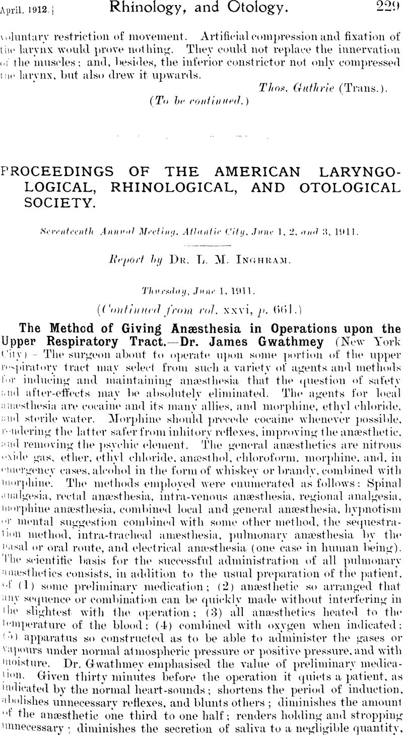 Proceedings Of The American Laryngological, Rhinological, And ...