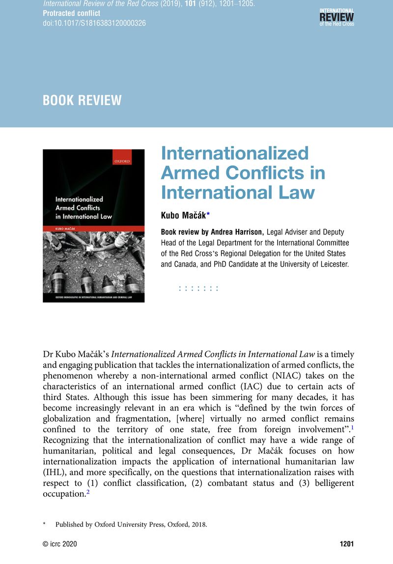 Internationalized Armed Conflicts in International Law Kubo Mačák ...