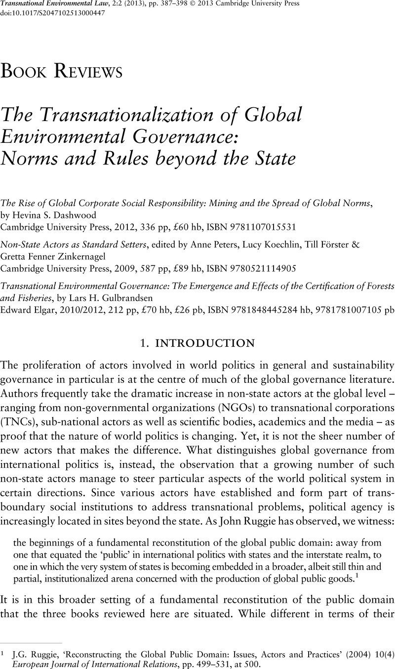 Non-State Actors as Standard Setters