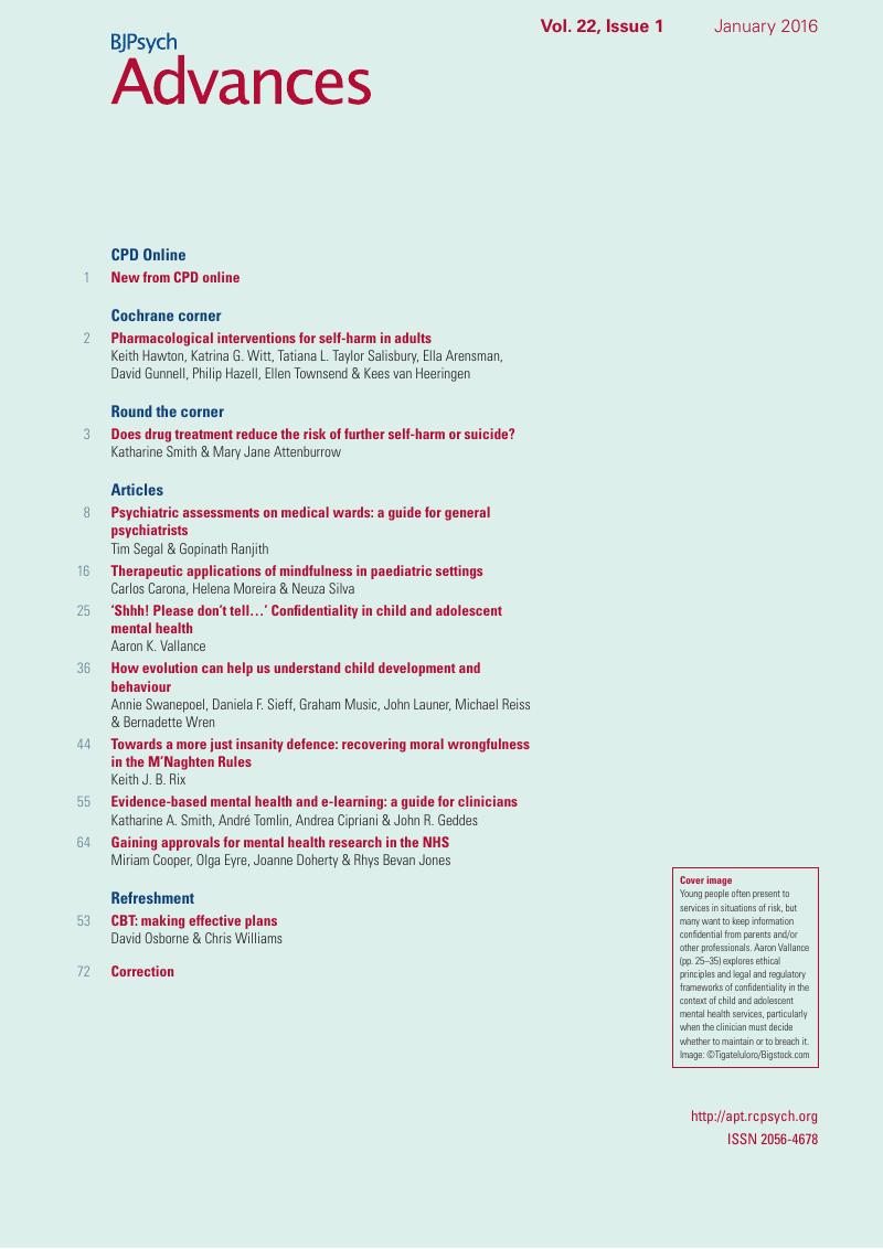 BJA Volume 22 Issue 1 Cover And Back Matter | BJPsych Advances ...