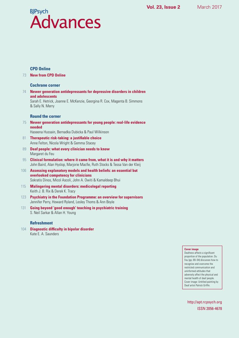 BJA Volume 23 Issue 2 On The Cover | BJPsych Advances | Cambridge Core