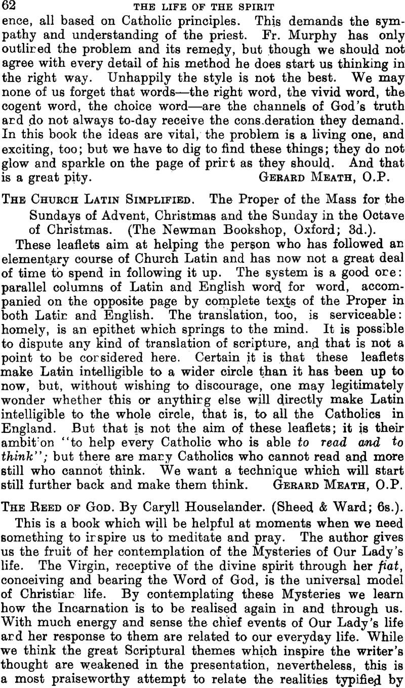 The Reed of God. By Caryll Houselander. (Sheed & Ward; 6s.). | The Life ...