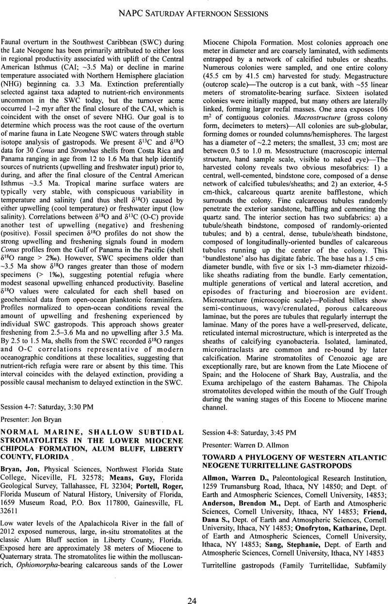 Toward a Phylogeny of Western Atlantic Neogene Turritelline Gastropods