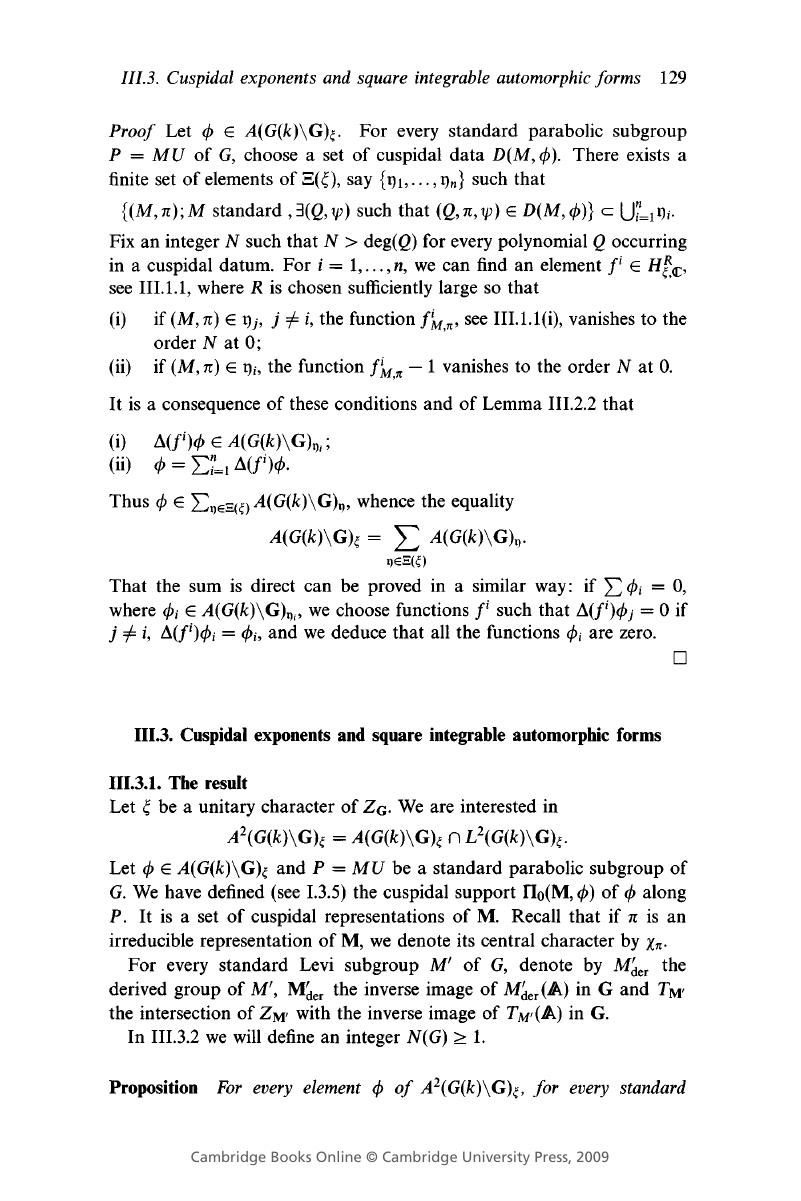 Cuspidal exponents and square integrable automorphic forms (III.3 ...