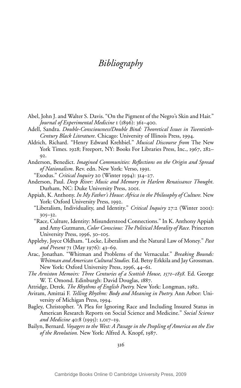 Bibliography The Poetics of National and Racial Identity in