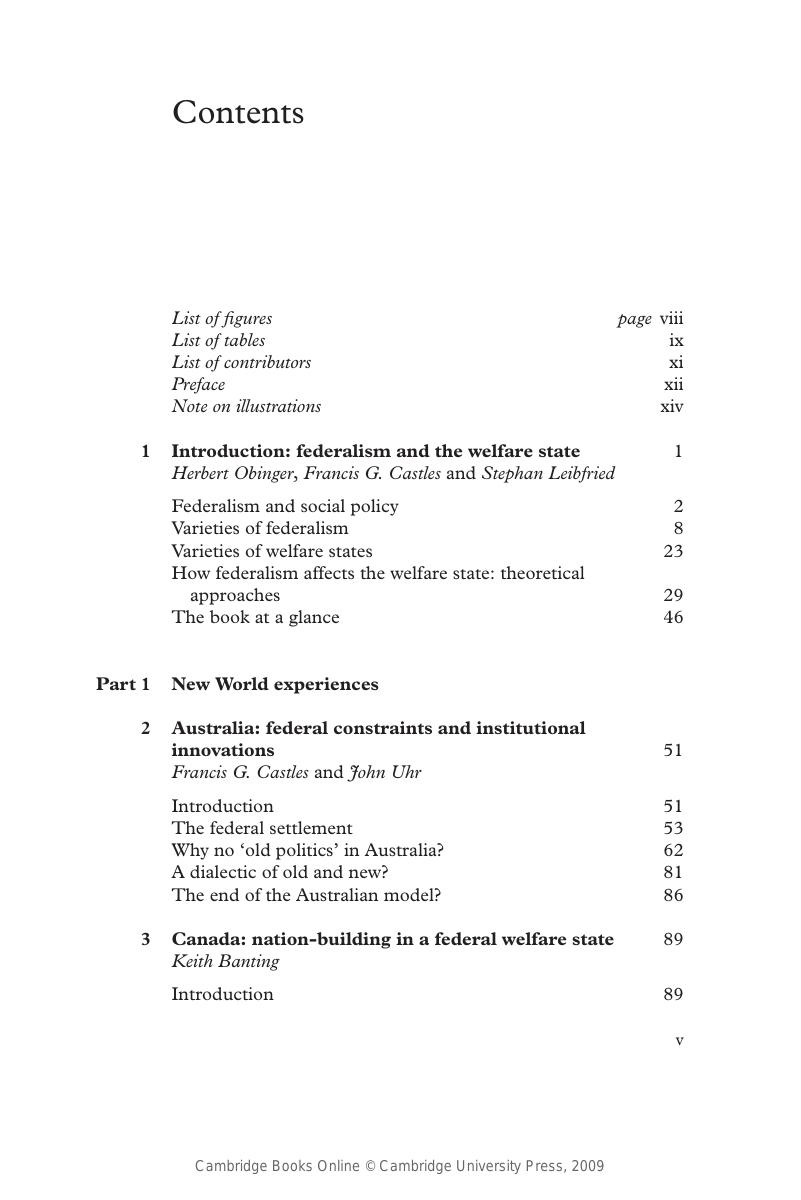 Contents - Federalism and the Welfare State