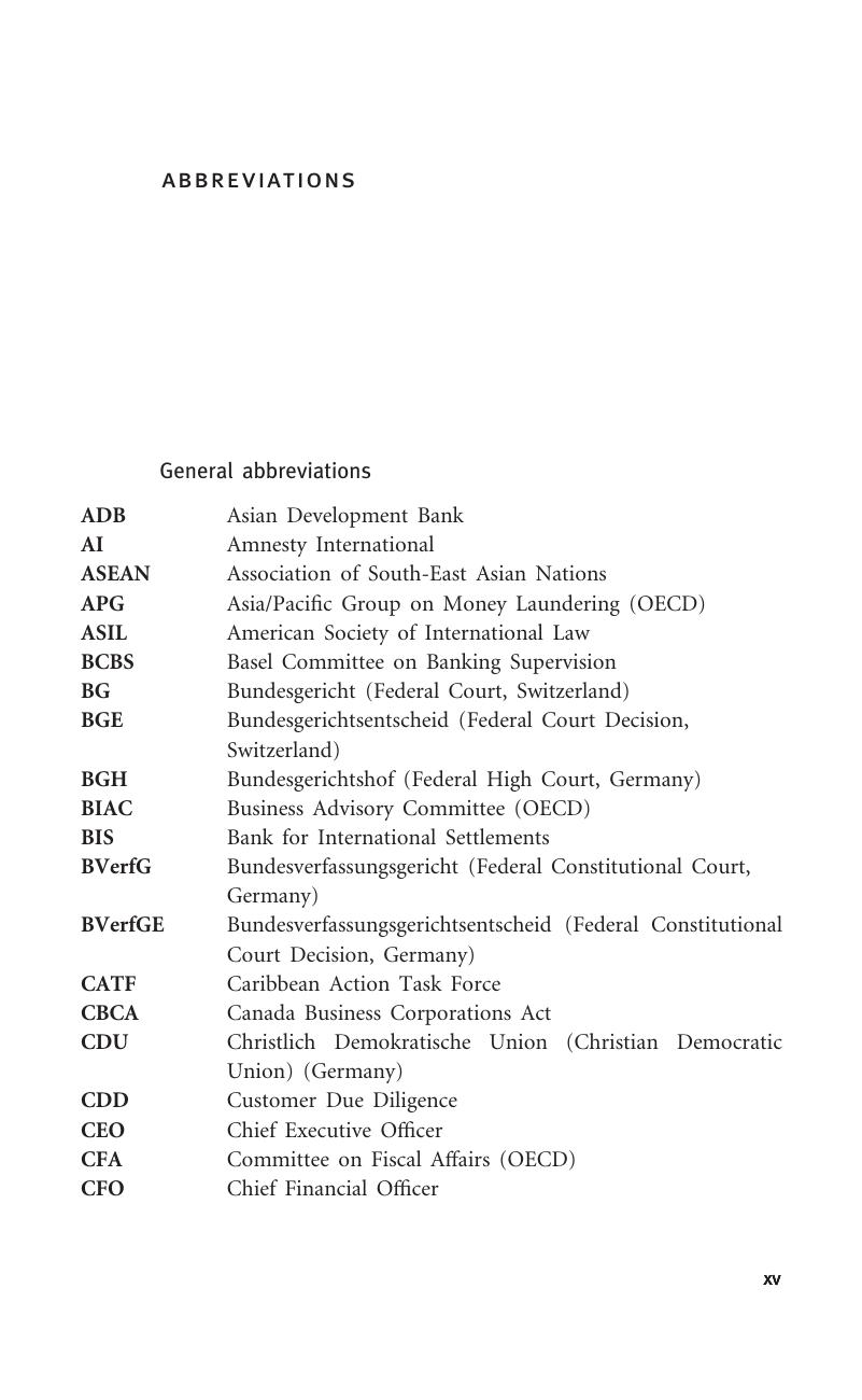 List of Abbreviations - The OECD Convention on Bribery