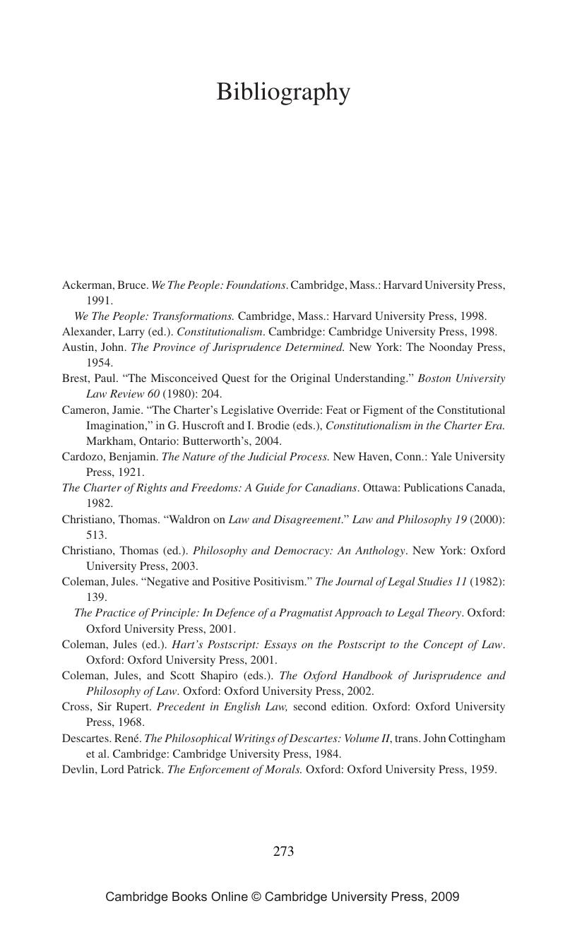 Bibliography A Common Law Theory of Judicial Review