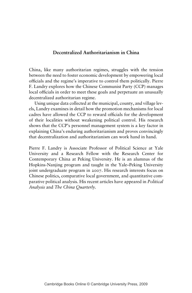 Frontmatter - Decentralized Authoritarianism In China