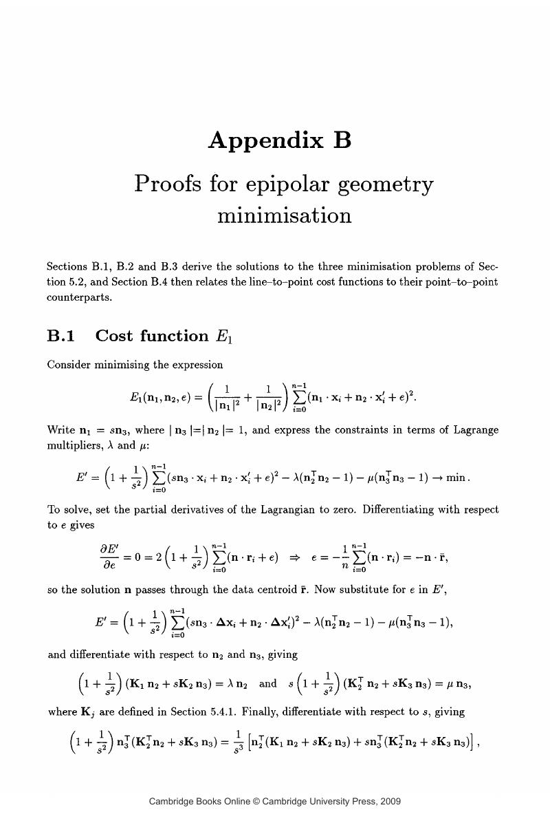 Proofs For Epipolar Geometry Minimisation (B) - Affine Analysis Of ...