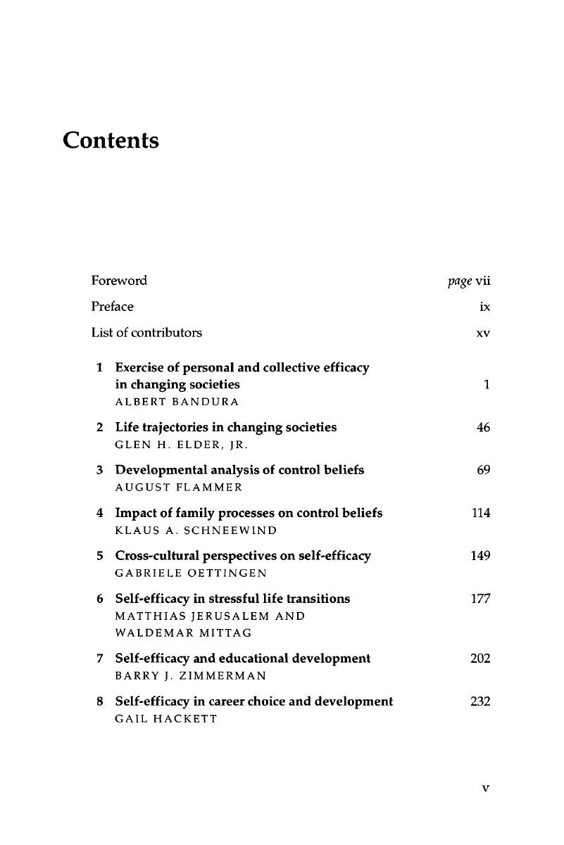 Contents - Self-Efficacy In Changing Societies