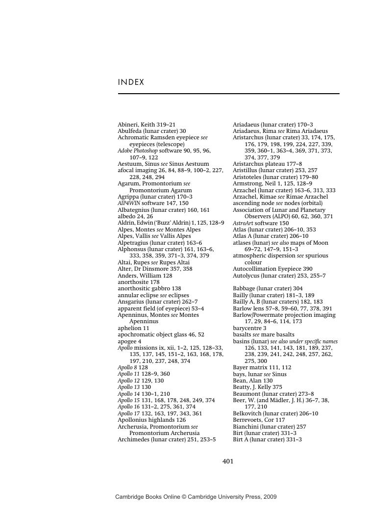 Index - Observing the Moon