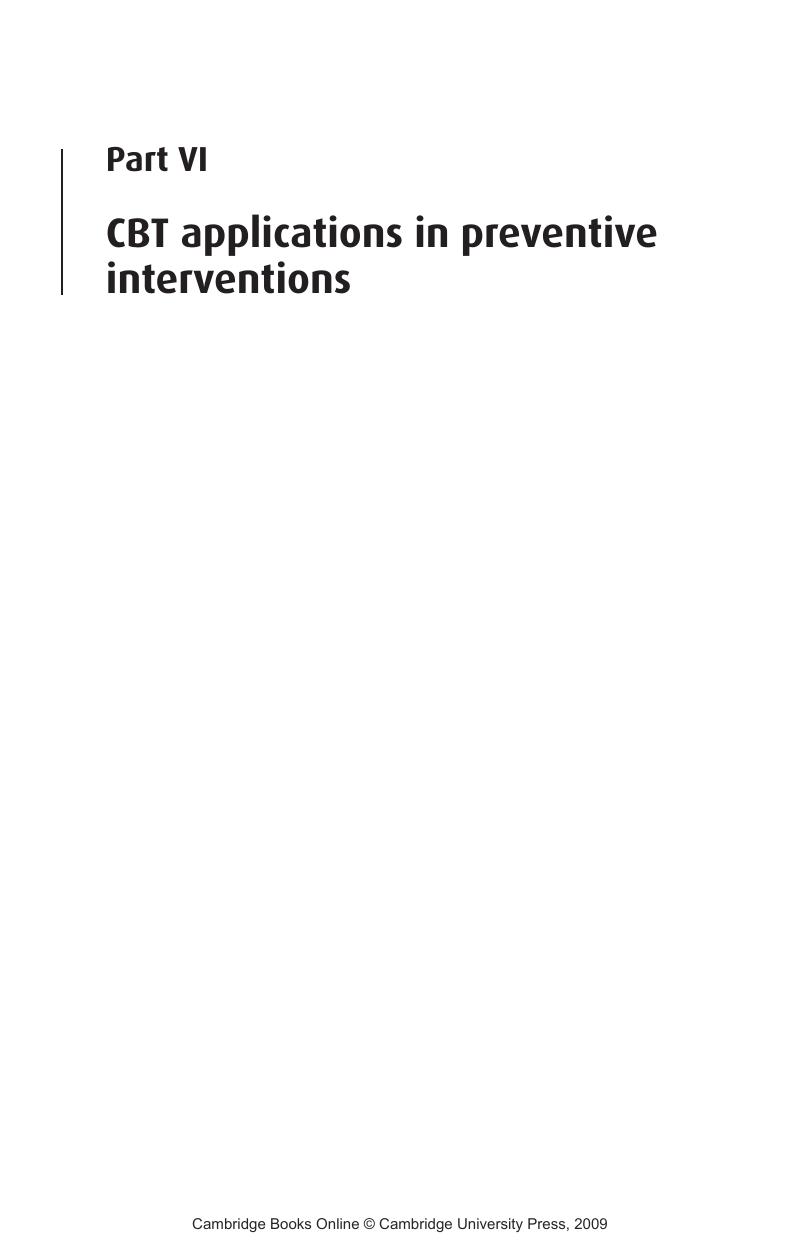 CBT applications in preventive interventions (Part VI) - Cognitive ...