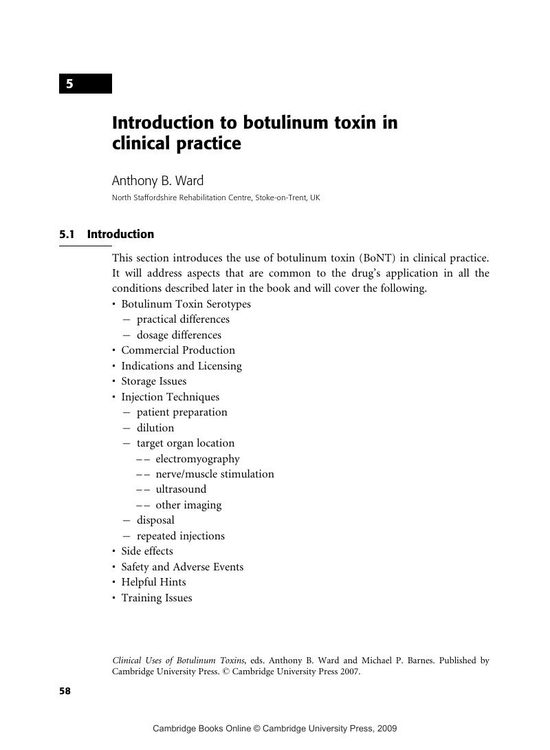 Introduction To Botulinum Toxin In Clinical Practice (Chapter 5 ...