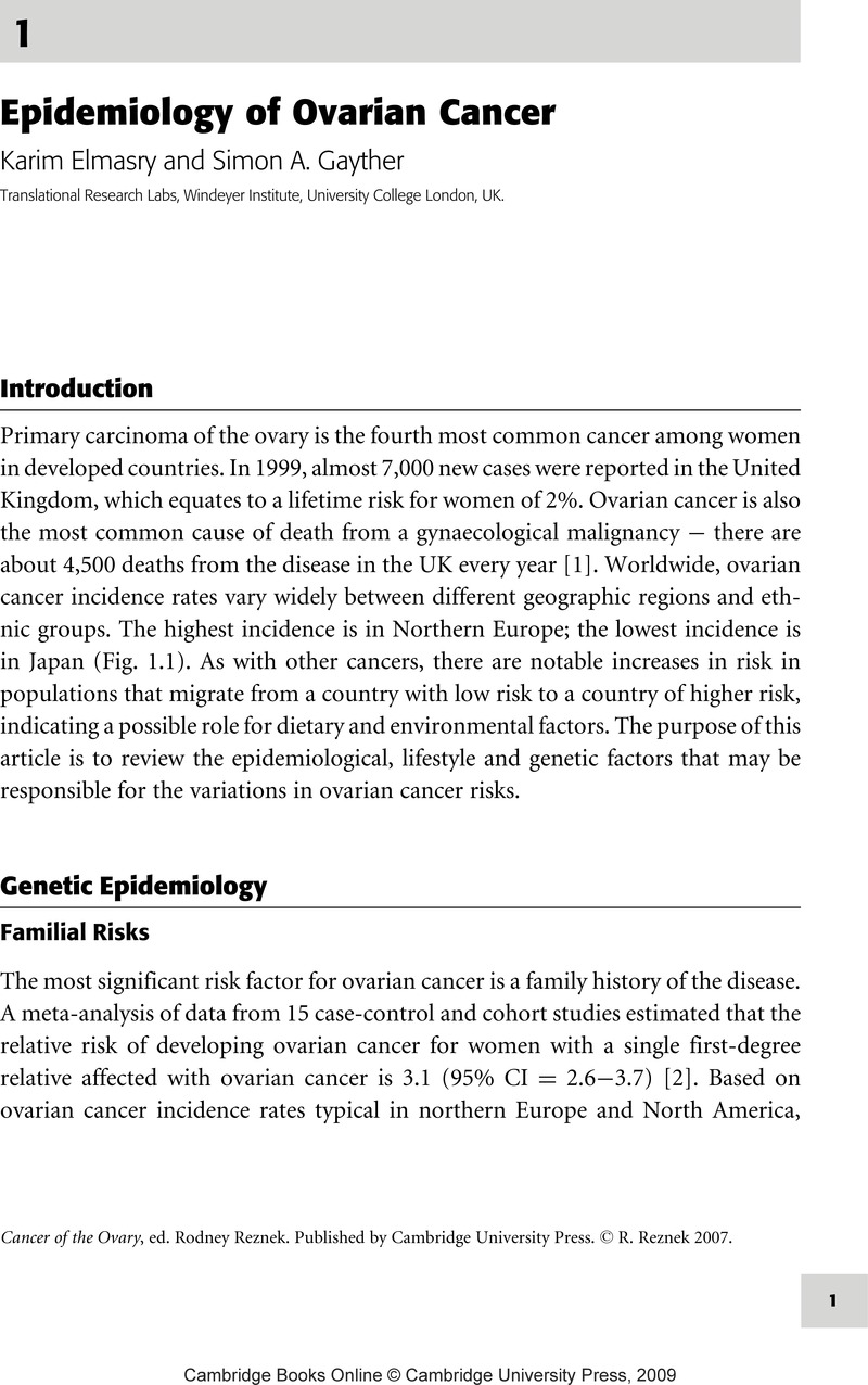 ovarian cancer research paper pdf