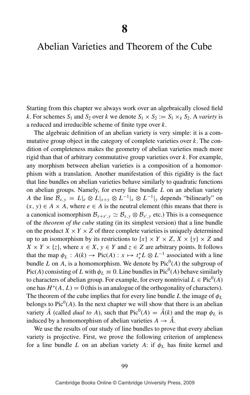 Abelian Varieties and Theorem of the Cube (Chapter 8) - Abelian