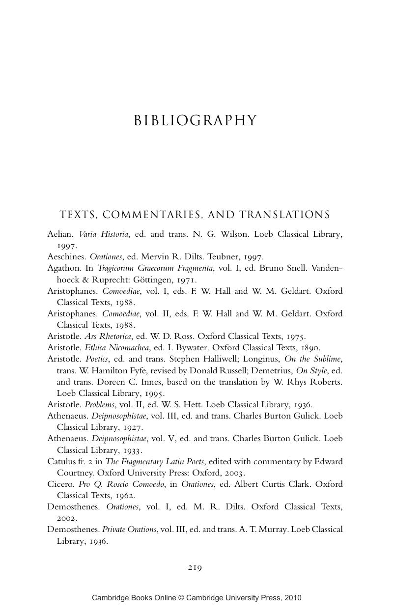 Bibliography Performance and Identity in the Classical World