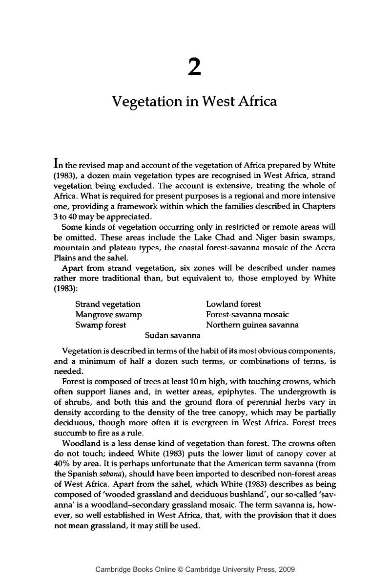 Vegetation in West Africa (Chapter 2) - Flowering Plants in West Africa