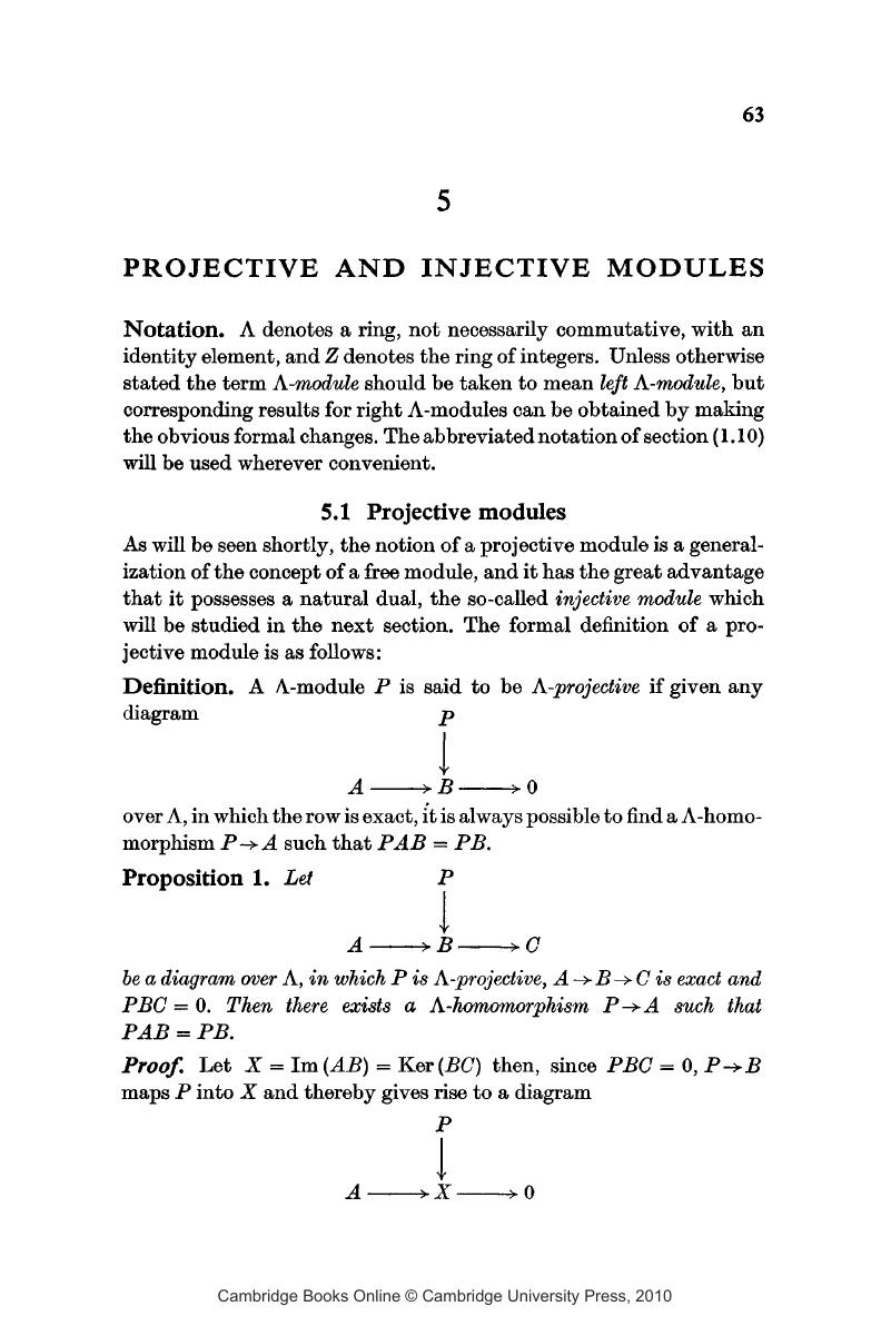 Projective And Injective Modules (Chapter 5) - An Introduction To ...