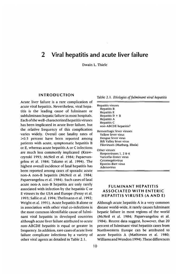 Viral Hepatitis And Acute Liver Failure (Chapter 2) - Acute Liver Failure