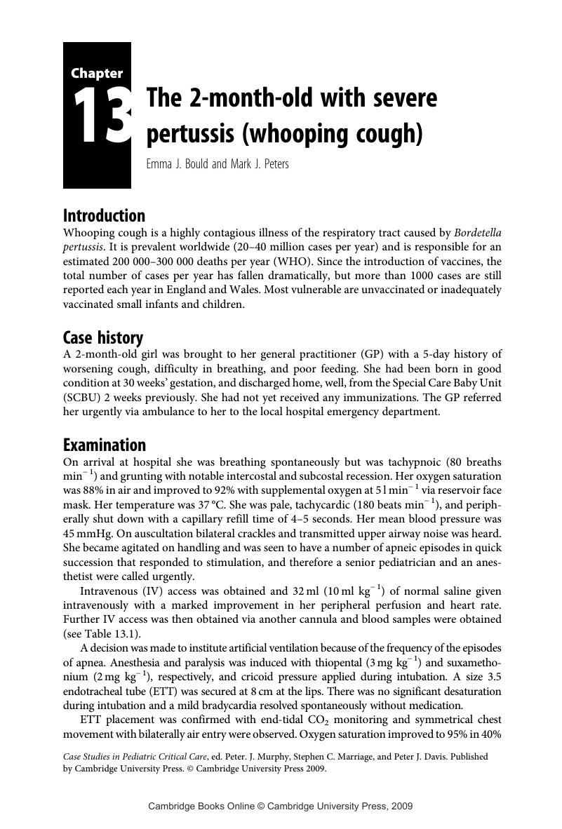 The 2-month-old With Severe Pertussis (whooping Cough) (Chapter 13 ...